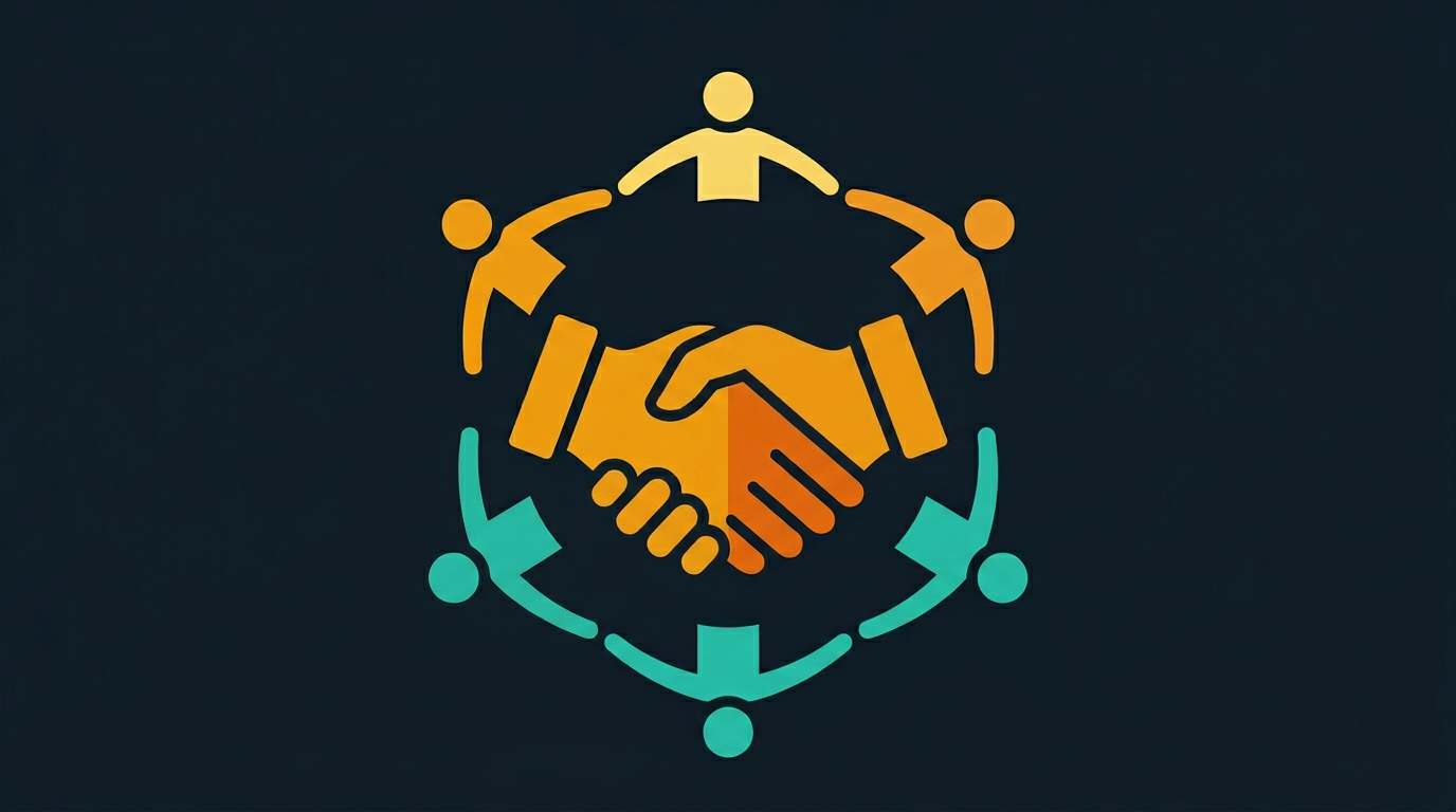One For The Roadmap site icon — people united in a circle with a handshake